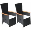 Image de vidaXL Chaise inclinable de jardin 2pc et coussins Résine tressée Noir