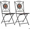 Image de vidaXL 2x Chaises de Bistrot Mosaïque Chaises Pliantes Chaises de Jardin Chaises de Balcon Chaises de Terrasse Chaises 46718