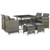 Image de Mobilier à dîner de jardin - VIDAXL - 9 pièces - Résine tressée grise - Coussins amovibles - Contemporain