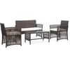 Image de vidaXL Salon de jardin 4 pcs avec coussins Résine tressée Marron
