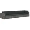 Image de vidaXL Salon de jardin 4 pcs avec coussins Résine tressée Gris