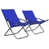 Image de vidaXL Chaises pliables de plage 2 pcs Tissu Bleu