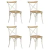 Image de vidaXL Chaises à dossier croisé lot de 4 blanc bois de manguier massif 278771