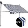 Image de vidaXL Auvent manuel rétractable avec LED 300 cm Bleu et blanc