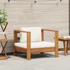Image de vidaXL Chaise de Jardin avec Coussin Siège de Patio Fauteuil de Terrasse Chaise dExtérieur Balcon Arrière-Cour Crème Bois 47272