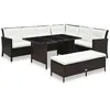 Image de vidaXL Salon de jardin 3 pcs avec coussins Résine tressée Marron 48153