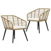 Image de vidaXL Chaises de jardin 2 pcs avec coussins Résine tressée Chêne