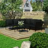 Image de vidaXL Salon de jardin 6 pcs avec coussins Noir PVC 48591