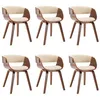 Image de vidaXL Chaises de salle à manger 6 pcs Crème Bois courbé et similicuir