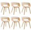 Image de vidaXL Chaises à manger lot de 6 crème bois courbé et similicuir 278864