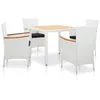 Image de vidaXL Salon de jardin 5 pcs Résine tressée Blanc