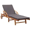 Image de vidaXL Chaise longue avec coussin Bois dacacia solide