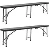 Image de vidaXL Bancs de jardin pliables 2 pcs 180 cm PEHD Noir