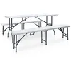 Image de vidaXL Table pliable de jardin avec 2 bancs 180 cm Acier et PEHD Blanc