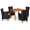 Image de vidaXL Mobilier à dîner de jardin 5 pcs Résine tressée Noir et marron