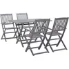Image de vidaXL Mobilier à Dîner de Jardin 5 pcs Ensemble de Salle à Manger Salon de Jardin Table et Chaise dExtérieur Terrasse Gris 278921