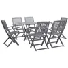 Image de vidaXL Mobilier à Dîner de Jardin 7 pcs Ensemble de Salle à Manger Salon de Jardin Table et Chaise dExtérieur Terrasse Gris 278922