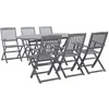 Image de vidaXL Mobilier à Dîner de Jardin 7 pcs Ensemble de Salle à Manger Salon de Jardin Table et Chaise dExtérieur Terrasse Gris 278923
