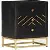Image de vidaXL Table de chevet Noir et doré 40x30x50cm Bois de manguier massif