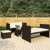 Image de vidaXL Salon de jardin 5 pcs avec coussins Résine tressée Noir 48132