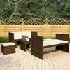 Image de vidaXL Salon de jardin 5 pcs avec coussins Résine tressée Marron 48133