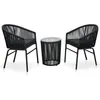 Image de Ensemble de bistro - VIDAXL - 3 pièces - Noir - Résistant aux intempéries - Avec coussins