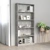 Image de vidaXL Bibliothèque à 5 niveaux Gris béton 80x24x175cm Bois ingénierie 800922
