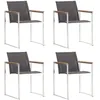 Image de vidaXL Chaises de jardin 4 pcs Textilène et acier inoxydable Gris