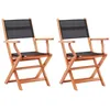 Image de vidaXL Chaises pliables de jardin 2 pcs Noir Eucalyptus et textilène