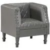 Image de vidaXL Fauteuil de Salon Meuble de Salle de Séjour Fauteuil de Chambre à Coucher Bureau Maison Intérieur Gris Cuir Véritable 286618