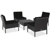Image de vidaXL Salon de jardin 5 pcs avec coussins Résine tressée Noir