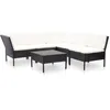 Image de vidaXL Salon de jardin 6 pcs avec coussins résine tressée noir 48948