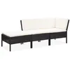 Image de vidaXL Salon de jardin 3 pcs avec coussins Résine tressée Noir
