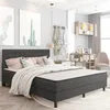 Image de vidaXL Tête de lit touffetée Gris foncé Tissu 180x200 cm 287474