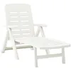Image de Chaise longue pliable unie - Blanc - 72 x 189 x 96 cm