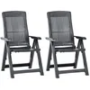 Image de vidaXL Chaises inclinables de jardin 2 pcs Plastique Anthracite