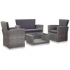 Image de vidaXL Salon de jardin 4 pcs avec coussins Résine tressée Gris