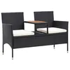 Image de vidaXL Banc de jardin 2places et table à thé 143cm Résine tressée Noir