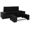 Image de vidaXL Salon de jardin 3 pcs Résine tressée Noir