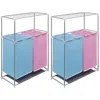 Image de vidaXL Paniers à linge à 2 sections 2 pcs et une étagère pour séchage