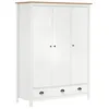 Image de vidaXL Garde-robe à 3 portes Hill Range Blanc 127x50x170 cm Pin solide
