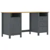 Image de vidaXL Bureau Hill Gris 150x50x74 cm Bois de pin solide 289001