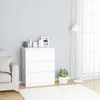 Image de vidaXL Buffet 60x35x76 cm Bois reconstitué Blanc 3 tiroirs Meuble salon intérieur Armoire de rangement Organisateur 801382