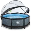 Image de EXIT Stone Piscine Tubulaire ø244   Piscine Hors Sol   avec Pompe de Filtration & Dôme   Rond   Gris