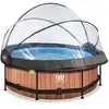 Image de EXIT Wood Piscine Tubulaire ø244   Piscine Hors Sol   avec Pompe de Filtration & Dôme   Marron