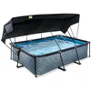Image de Piscine EXIT Stone 220x150x65cm avec pompe filtrante et voile dombrage - grise