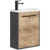 Image de Meuble Lave-mains Florence 40 x 22 cm - Gris avec Chêne Châtaignier - Meuble sous vasque avec fermeture douce