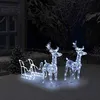 Image de vidaXL Décoration de Noël Rennes et Traîneau Extérieur Eclairage Ornement Lumière Illumination de Noël Salon Intérieur 160 289979
