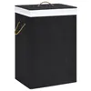 Image de vidaXL Panier à linge avec 2 sections bambou noir 72 L 320745