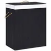 Image de vidaXL Panier à linge avec 2 sections bambou noir 100 L 320746